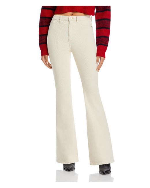 DL1961 White High Rise Ribbed Bootcut Jeans