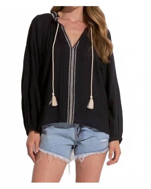 Elan Black Bohemian Breeze Tunic Top
