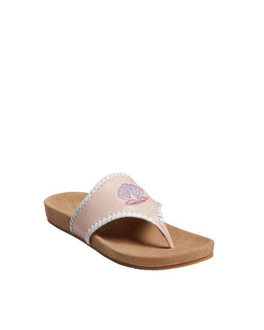 Jack Rogers Leather Scallop Pearl Embroidered Jacks Comfort Sandal | Lyst