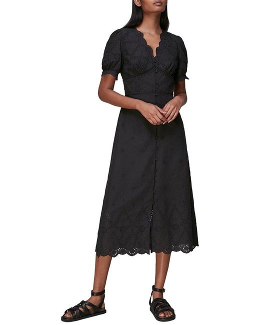 Whistles Cotton Carolyn Broderie Dress in Black Lyst