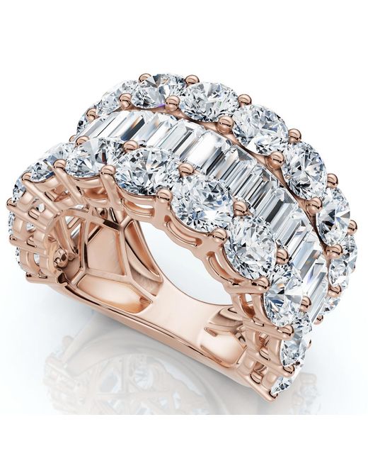 Pompeii3 7.50Ct Baguette & Round Diamond Ring 10K Lab Grown in Metallic ...