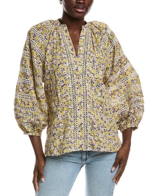 Maje Yellow Embroidered Top