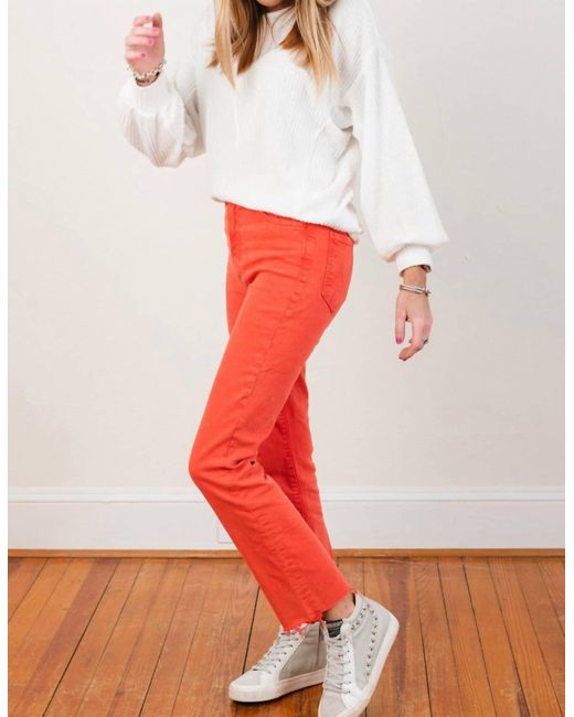 Mother The Swooner Rascal Ankle Fray in Red Lyst
