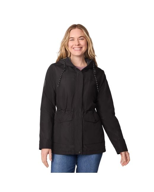 Free Country Women's Black Rain Away Lined Anorak Rain Jacket
