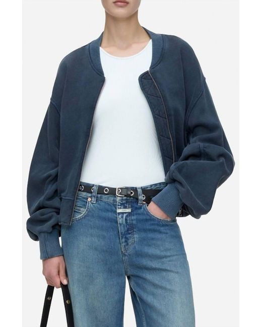 Closed Blue Sweatshirt Bomber Jacket