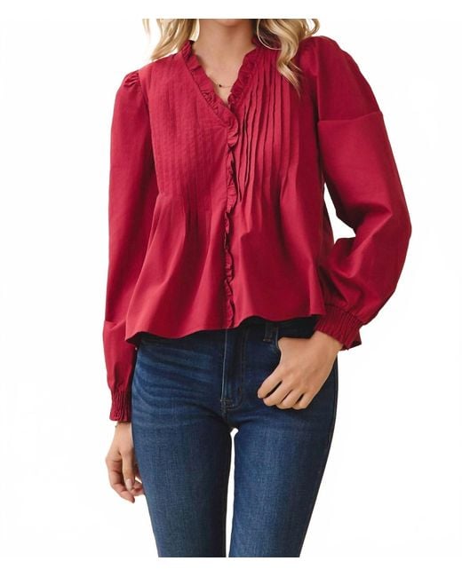 TCEC Red Carmella Button Down Blouse