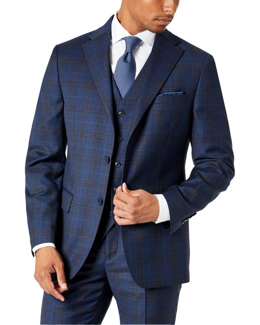 Tallia Blue Wool Blend Suit Separate Suit Jacket for men