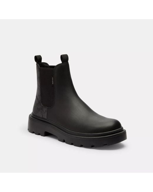 COACH Black Chelsea Boot With Signature Canvas for men