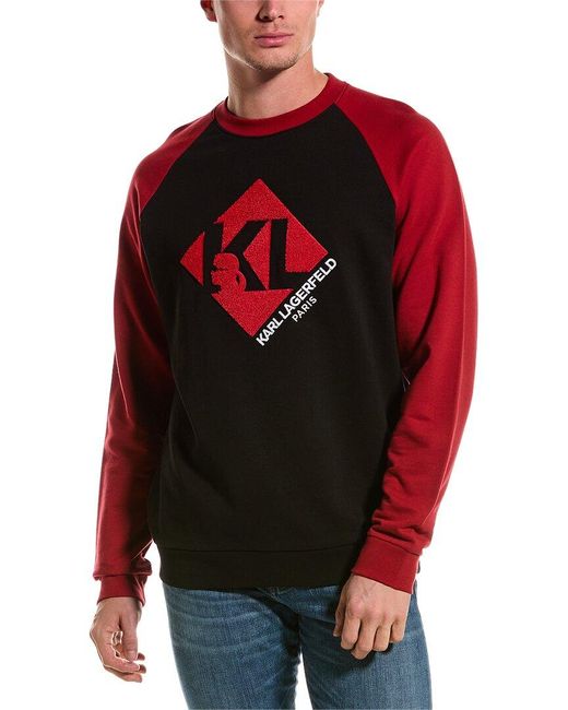 Karl Lagerfeld Red Colorblocked Pullover for men