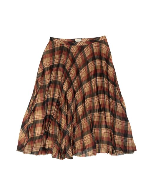Dries Van Noten Brown Multicolor Sax Plaid Pleated Skirt