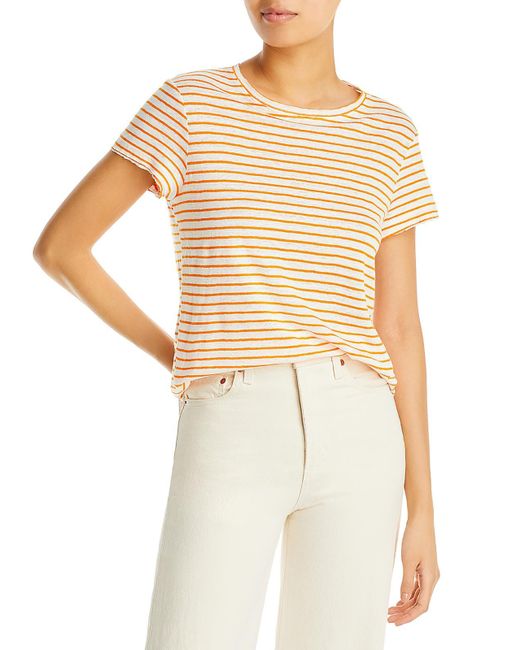 FRAME White Striped Tee Pullover Top