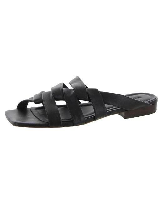 Vince Black Zayna Leather Slip On Slide Sandals