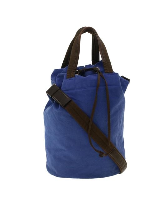 Prada Blue Canvas Shoulder Bag (pre-owned)