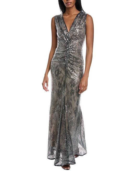 Halston heritage silver gown hot sale