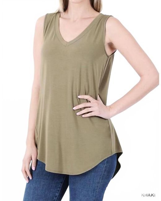 Zenana Women's Natural Luxe Rayon Sleeveless V Neck Tank Top