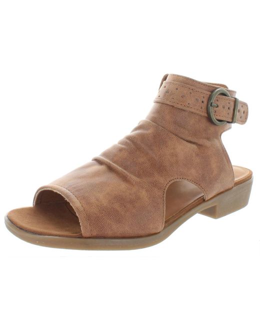 BareTraps Brown Sheridyn Faux Leather Open Toe Flat Sandals