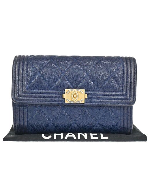 Chanel Blue Boy Leather Wallet (pre-owned)