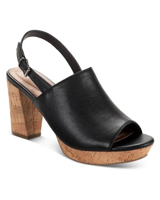 Style & Co. Black Jenisee Faux Leather Slingback Wedge Heels