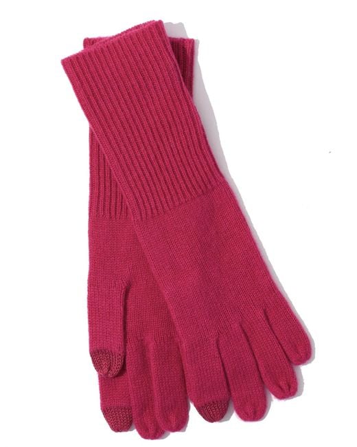 Echo Red Wool-cashmere Touch Gloves In Electric Pink