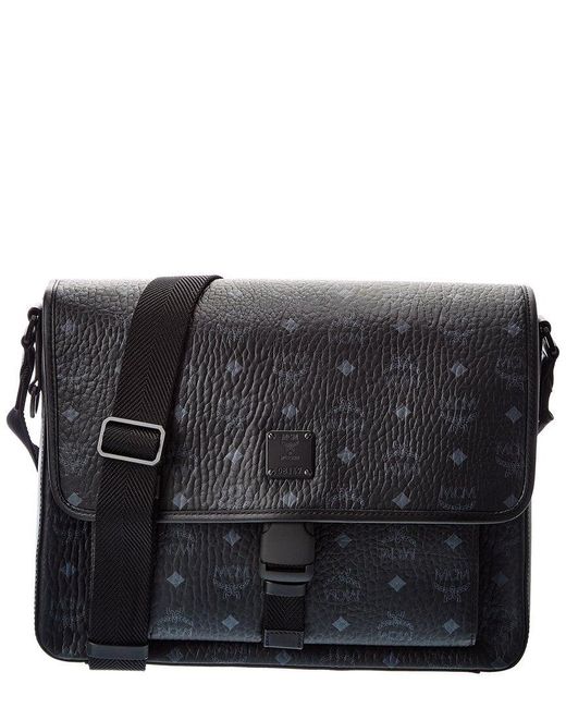 MCM Synthetic Klassik Visetos Messenger Bag in Black Lyst