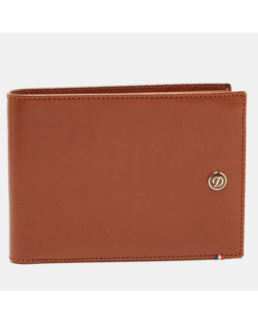 S.t. Dupont Brown S. T. Dupont Leather Bifold Wallet for men