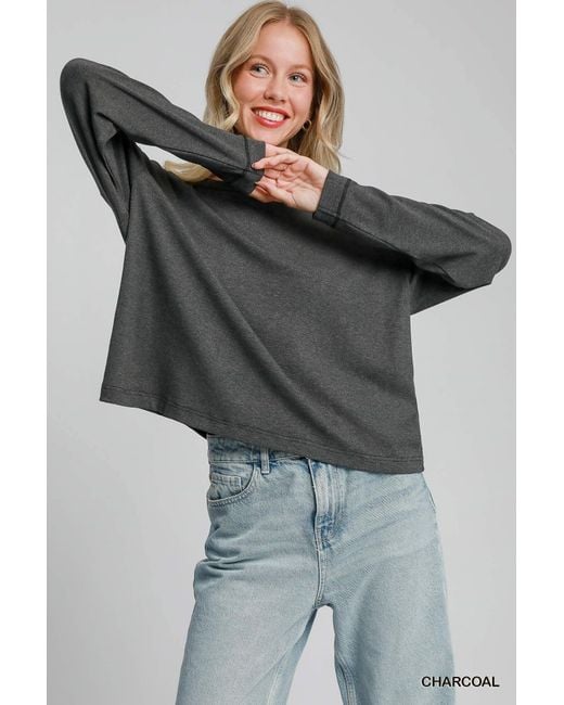 TRUEDAMES Gray Soft Stretch Basic Top