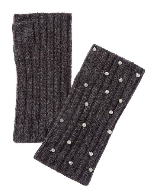 Sofiacashmere Black 2X2 Rib Fingerless Cashmere Glove