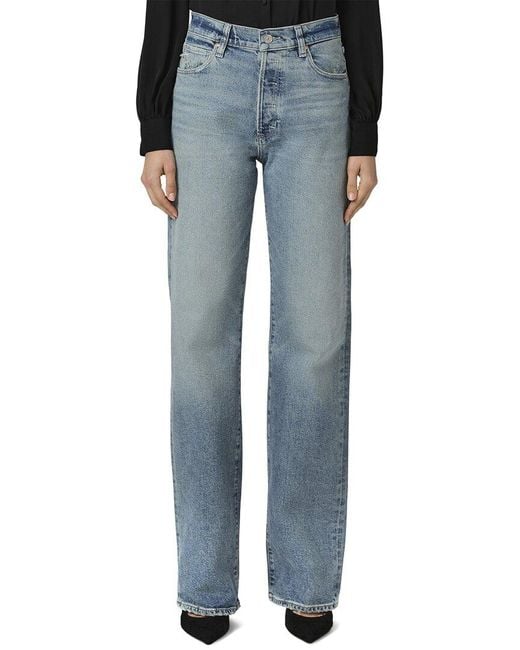 PAIGE Women's Blue Petite Sawyer Wide Leg Jean