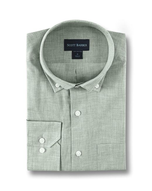 Scott Barber Green Heathered Chambray Solid for men