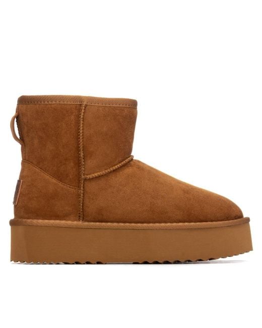 Xti Brown Winter Suede Booties By