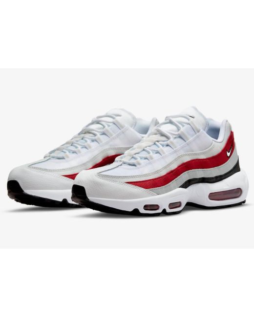 Nike Air Max 95 Essential Running Shoes In Black/white-varsity Red for Men  | Lyst