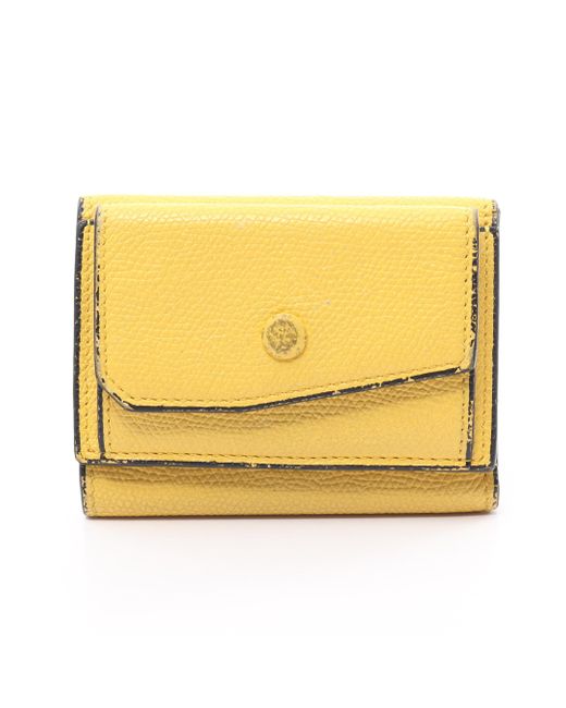 Valextra Yellow Compact Perth Trifold Wallet Leather