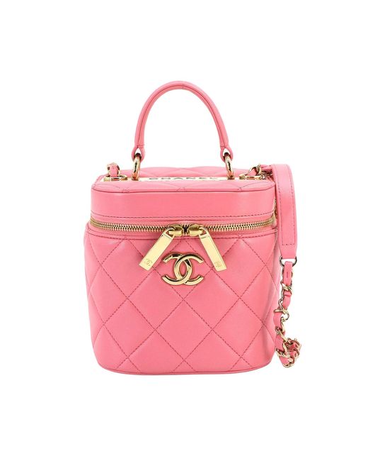 Chanel Pink Vanity Leather Shoulder Bag (pre-owned)