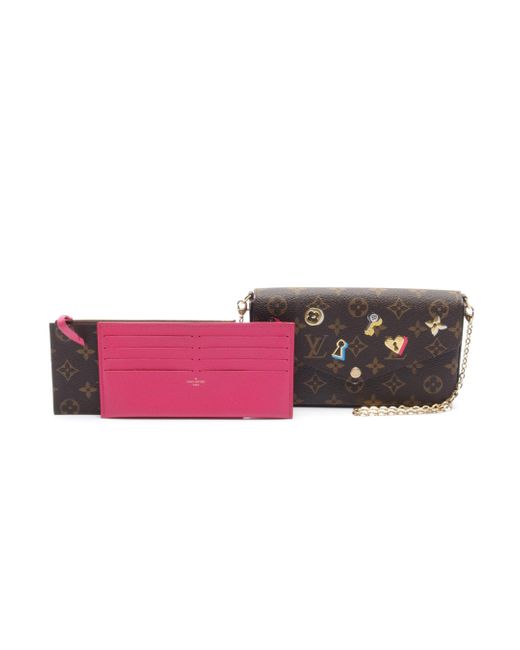 Louis Vuitton Pink Pochette Felicie Love Lock Monogram Chain Shoulder Bag Pvc