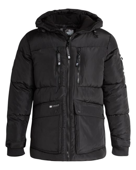 canada weather gear Black Omcw424ec Machine Washable High Neck Puffer Jacket for men