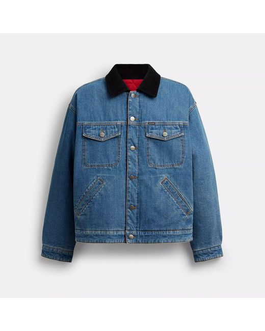 COACH Blue Reversible Denim Jacket for men