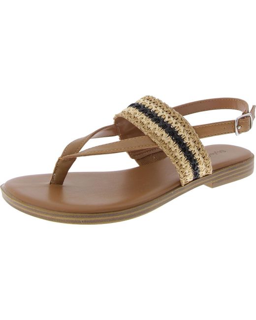 Style & Co. Brown Sadiee Raffia Open Toe Thong Sandals