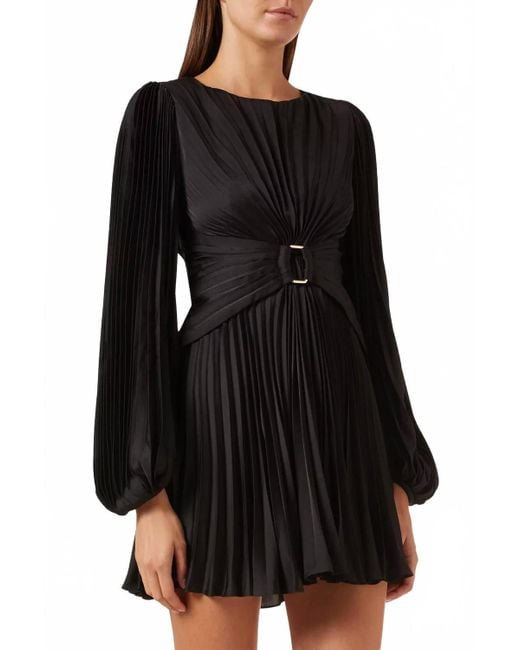 Acler Black Norseman Pleated Mini Dress