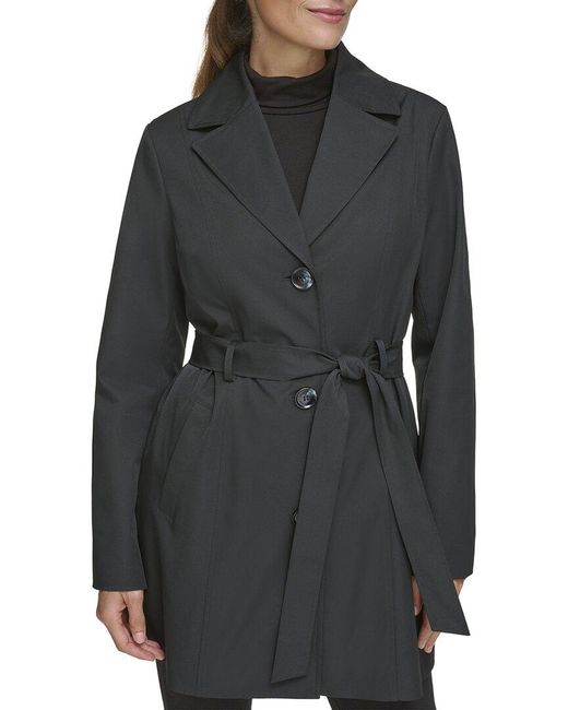 Kenneth Cole Black Lightweight Soft Shell Trench Coat