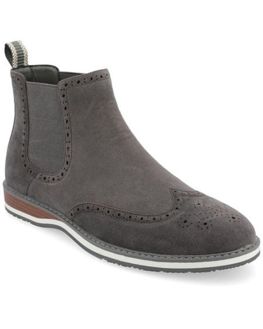 Vance Co. Gray Thorpe Boots Faux Leather Wingtip Ankle Chelsea Zpo3809 for men