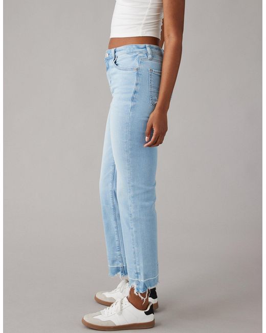 American Eagle Outfitters Blue Ae Stretch High-waisted Kick Bootcut Crop Jean