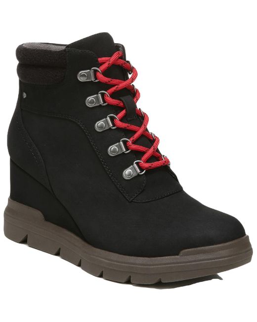 Dr. Scholls Black Reign Faux Suede Lace Up Hiking Boots