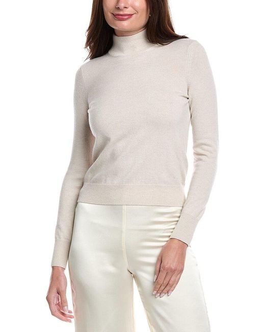 Peserico White Mock Neck Wool & Cashmere-Blend Sweater