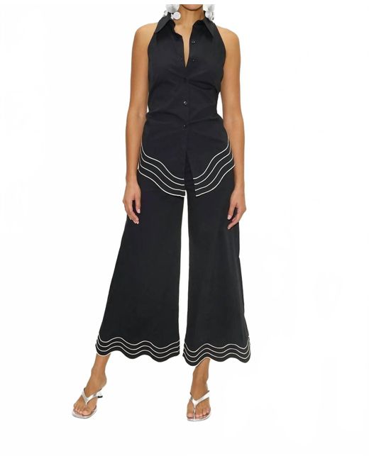 Simon Miller Black Wavy Cropped Poplin Pant