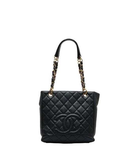Chanel Black Leather Tote Bag (pre-owned)