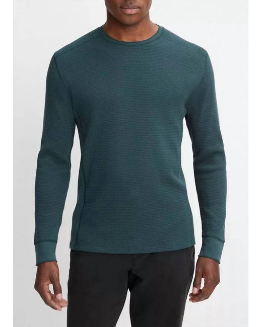 Vince Thermal Longsleeve Crew Neck Pullover In Deep Teal in Green for