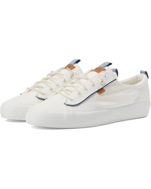 Keds White Kickback Sneakers Nautical Canvas Slip On Shoes Gal1935