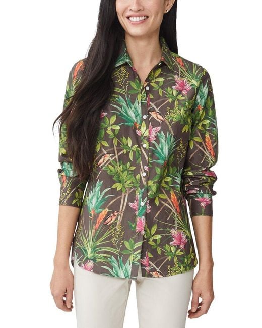 J.McLaughlin Green Britt Silk-Blend Blouse