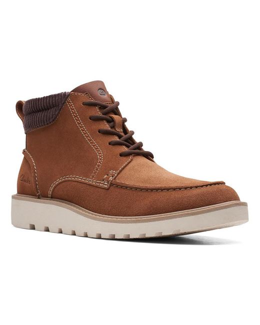 Clarks Brown Barnes Mid High Top Ankle Oxfords for men