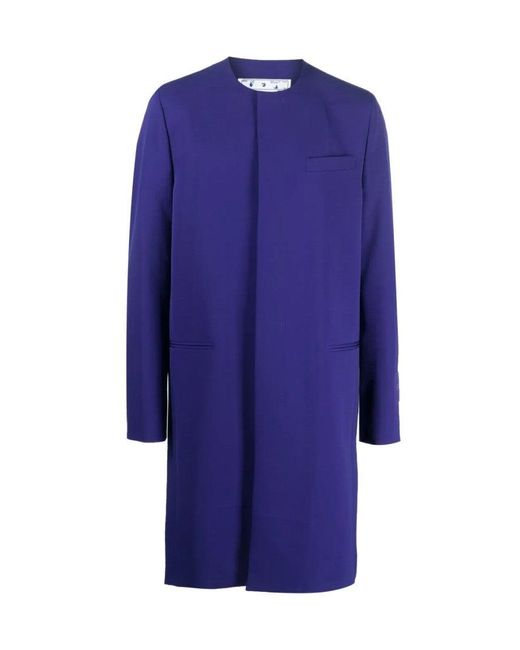 Off-White c/o Virgil Abloh Blue Wave Tag Dry Wool Skate Coat for men